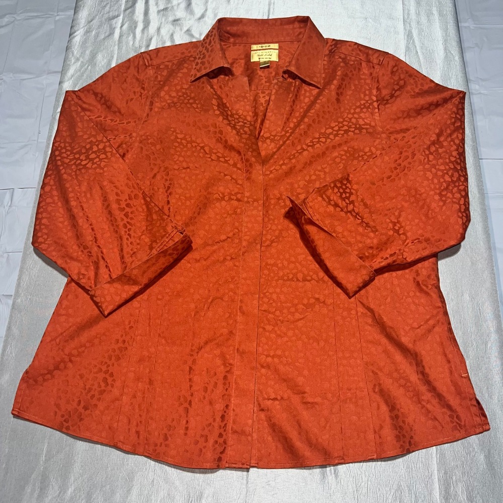 Taylor Investments Gold Label Burnt Orange Leopard Jacquard Non-Iron Shirt 18